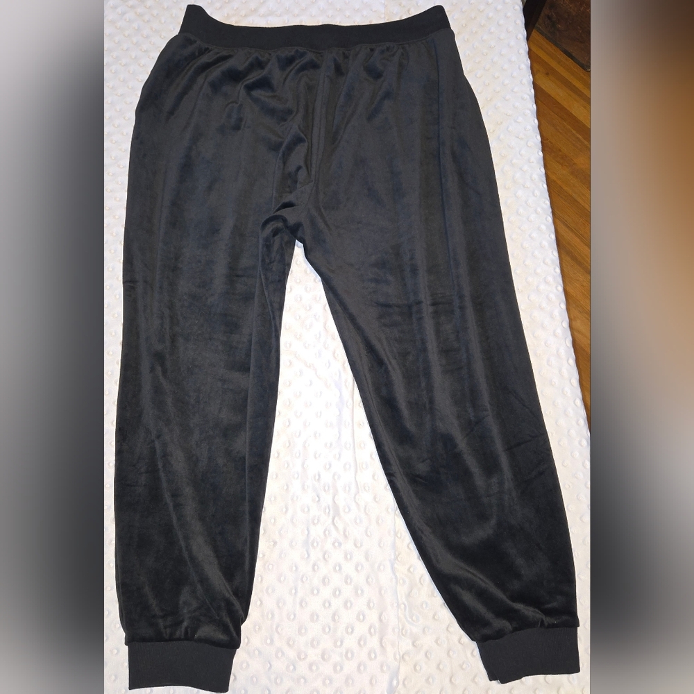 Banana Republic Women Black Velour Jogger Pants Elastic Waist Pockets Tapered XL